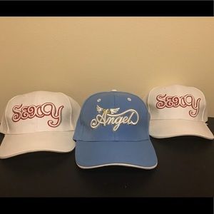 -White & Red Embroidered “Sexy”  Adjustable Hats